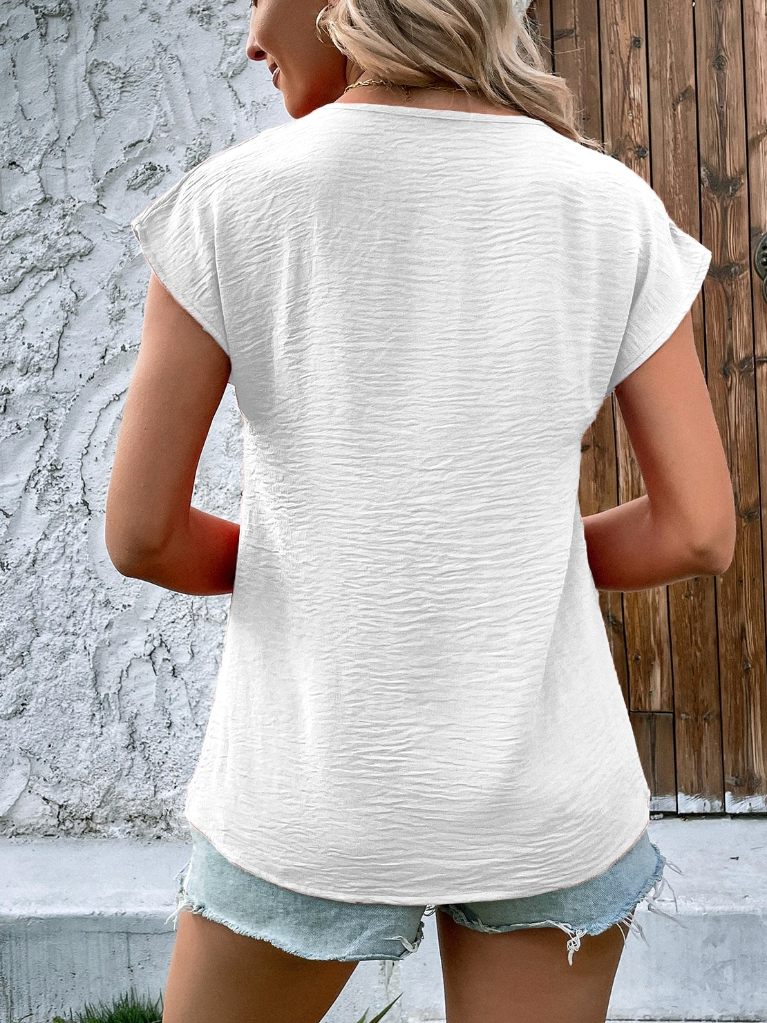 Solid Batwing Sleeve Blouse