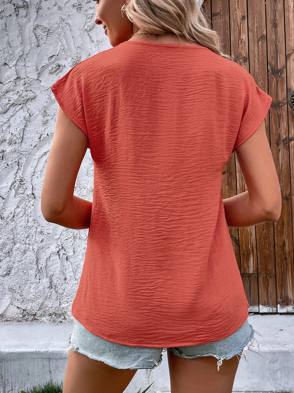 Solid Batwing Sleeve Blouse