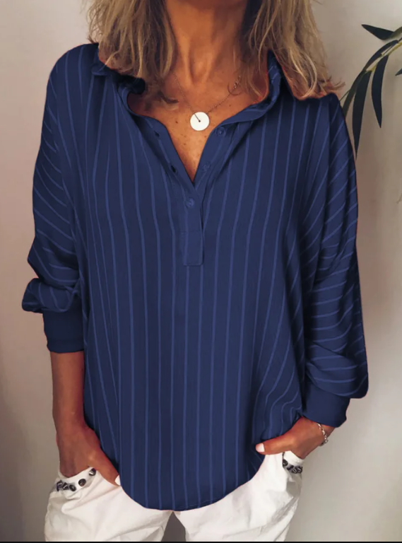 Long Sleeve Casual Stripes Printed Blouses&shirts