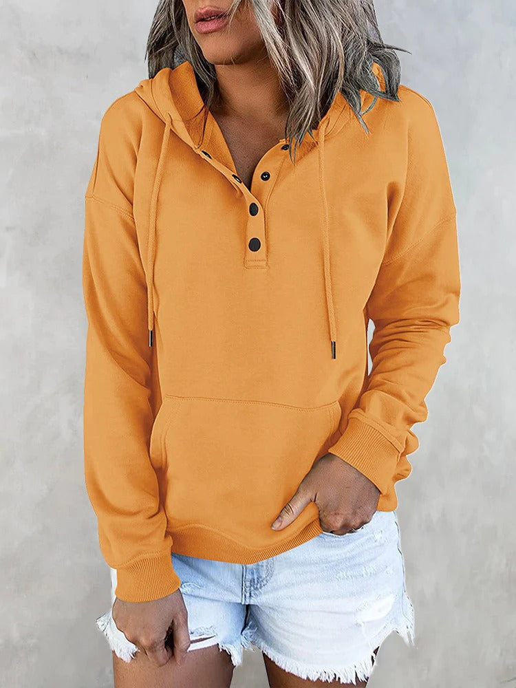 Hotouch Solid Button Front Hoodie mit Tasche