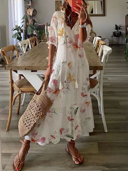 Mode Print Sexy Langes Kleid